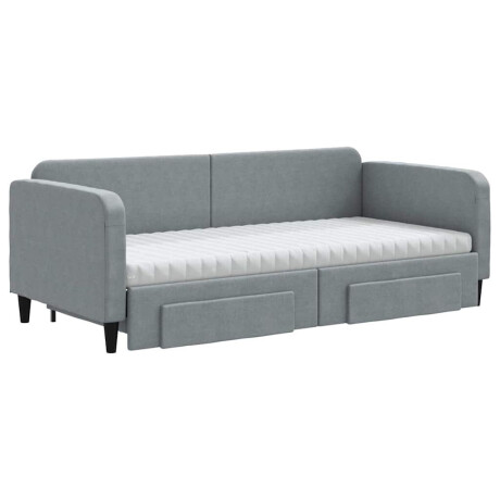 vidaXL Slaapbank met onderschuifbed en lades 90x190 cm stof lichtgrijs afbeelding3 - 1