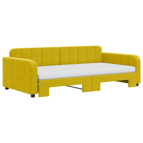 vidaXL Slaapbank onderschuifbed en matrassen 100x200 cm fluweel geel afbeelding3 - 1