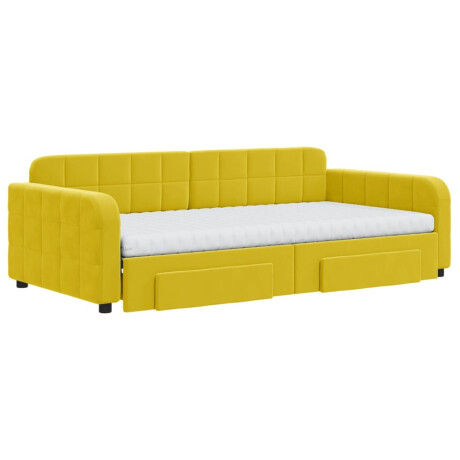 vidaXL Slaapbank met onderschuifbed en lades 100x200 cm fluweel geel afbeelding3 - 1