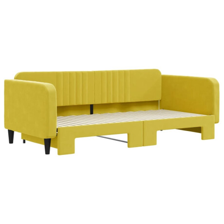 vidaXL Slaapbank met onderschuifbed 100x200 cm fluweel geel afbeelding3 - 1