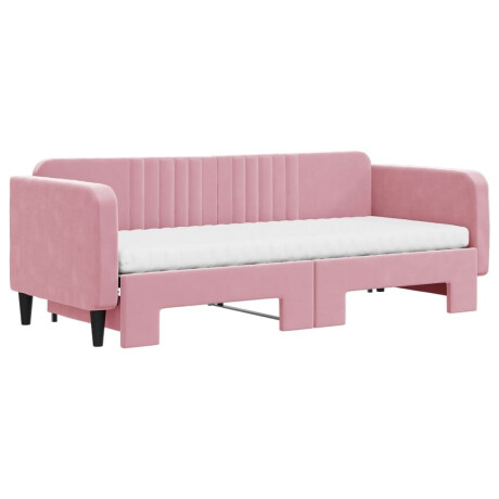 vidaXL Slaapbank onderschuifbed en matrassen 80x200 cm fluweel roze afbeelding3 - 1