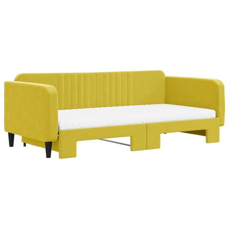 vidaXL Slaapbank onderschuifbed en matrassen 100x200 cm fluweel geel afbeelding3 - 1