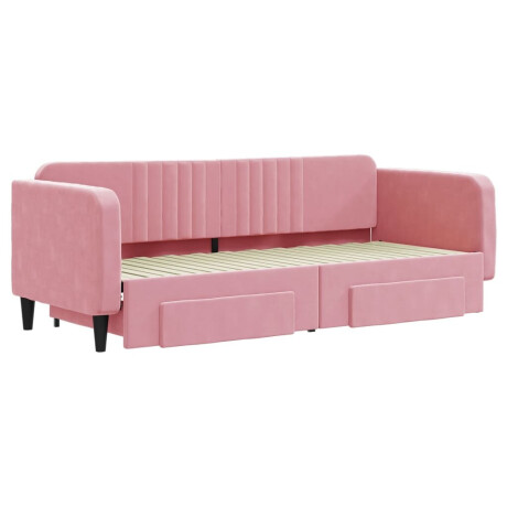 vidaXL Slaapbank met onderschuifbed en lades 80x200 cm fluweel roze afbeelding3 - 1