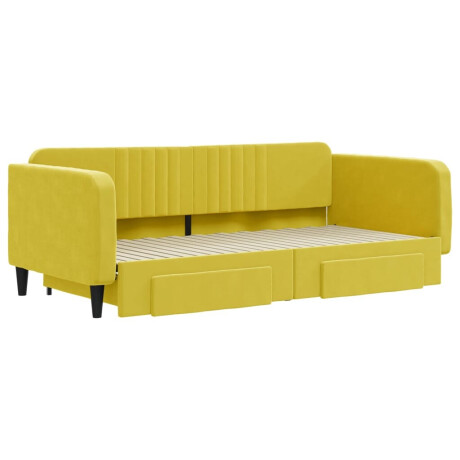 vidaXL Slaapbank met onderschuifbed en lades 100x200 cm fluweel geel afbeelding3 - 1