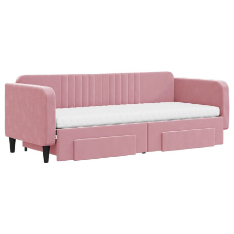 vidaXL Slaapbank met onderschuifbed en lades 80x200 cm fluweel roze afbeelding3 - 1