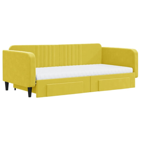 vidaXL Slaapbank met onderschuifbed en lades 100x200 cm fluweel geel afbeelding3 - 1