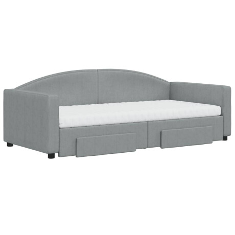 vidaXL Slaapbank met onderschuifbed en lades 90x190 cm stof lichtgrijs afbeelding3 - 1