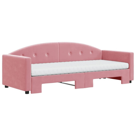 vidaXL Slaapbank onderschuifbed en matrassen 80x200 cm fluweel roze afbeelding3 - 1