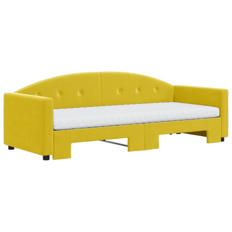 vidaXL Slaapbank onderschuifbed en matrassen 80x200 cm fluweel geel afbeelding3 - 1
