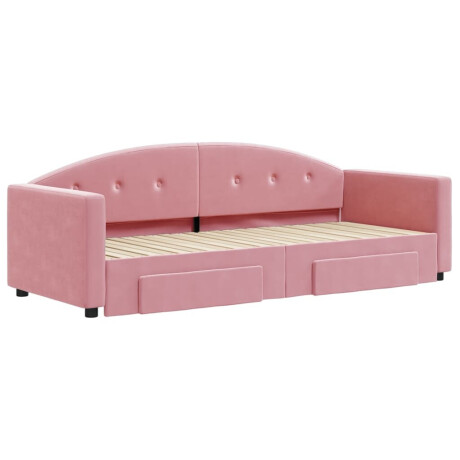 vidaXL Slaapbank met onderschuifbed en lades 80x200 cm fluweel roze afbeelding3 - 1