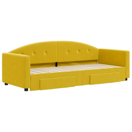 vidaXL Slaapbank met onderschuifbed en lades 80x200 cm fluweel geel afbeelding3 - 1