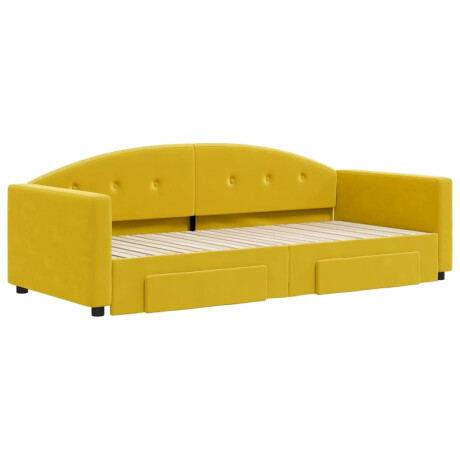 vidaXL Slaapbank met onderschuifbed en lades 90x200 cm fluweel geel afbeelding3 - 1