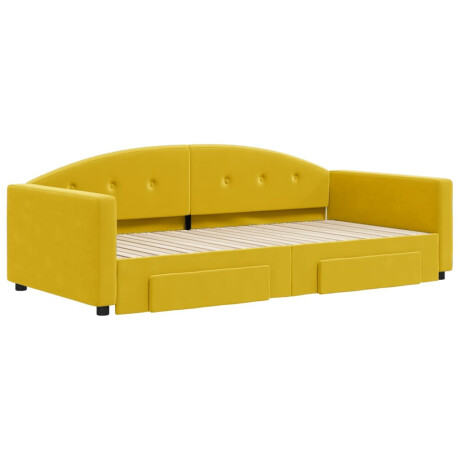 vidaXL Slaapbank met onderschuifbed en lades 100x200 cm fluweel geel afbeelding3 - 1