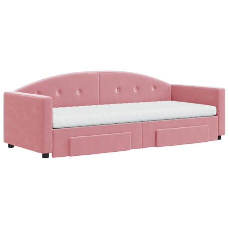 vidaXL Slaapbank met onderschuifbed en lades 80x200 cm fluweel roze afbeelding3 - 1