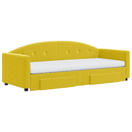 vidaXL Slaapbank met onderschuifbed en lades 80x200 cm fluweel geel afbeelding3 - 1