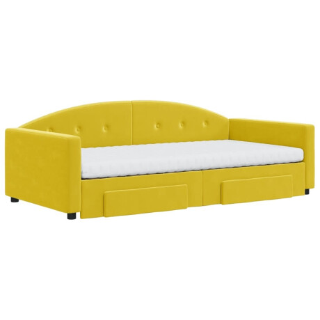 vidaXL Slaapbank met onderschuifbed en lades 100x200 cm fluweel geel afbeelding3 - 1