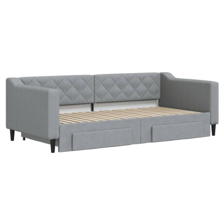 vidaXL Slaapbank met onderschuifbed en lades 90x190 cm stof lichtgrijs afbeelding3 - 1