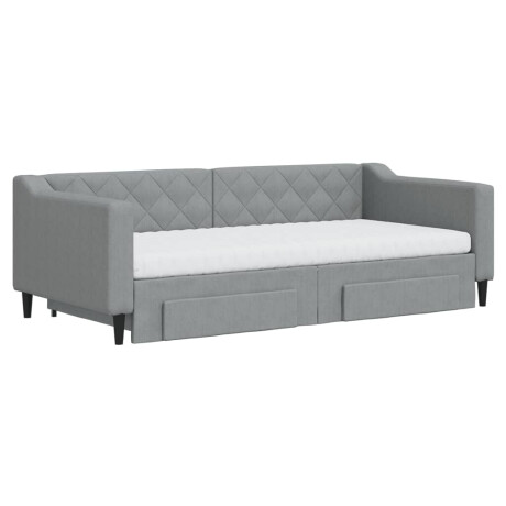 vidaXL Slaapbank met onderschuifbed en lades 90x190 cm stof lichtgrijs afbeelding3 - 1