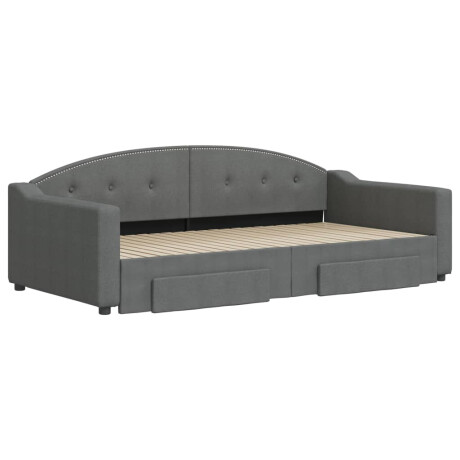 vidaXL Slaapbank onderschuifbed en lades 100x200 cm stof donkergrijs afbeelding3 - 1