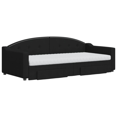 vidaXL Slaapbank met onderschuifbed en lades 90x200 cm stof zwart afbeelding3 - 1