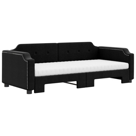 vidaXL Slaapbank met onderschuifbed en matrassen 100x200 cm stof zwart afbeelding3 - 1