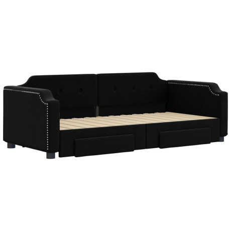 vidaXL Slaapbank met onderschuifbed en lades 100x200 cm stof zwart afbeelding3 - 1