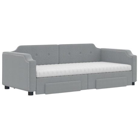 vidaXL Slaapbank met onderschuifbed en lades 90x190 cm stof lichtgrijs afbeelding3 - 1