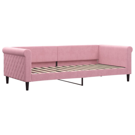 vidaXL Slaapbank met matras 90x200 cm fluweel roze afbeelding3 - 1