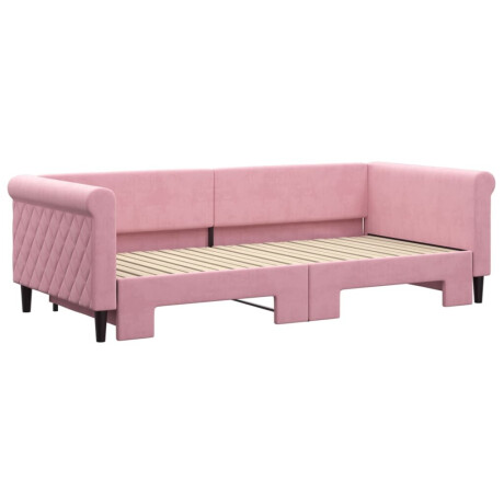 vidaXL Slaapbank met onderschuifbed 90x200 cm fluweel roze afbeelding3 - 1