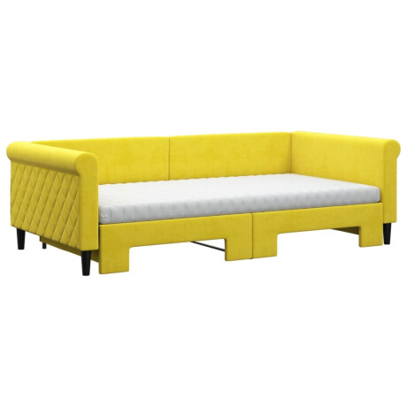 vidaXL Slaapbank onderschuifbed en matrassen 100x200 cm fluweel geel afbeelding3 - 1
