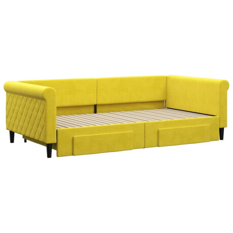 vidaXL Slaapbank met onderschuifbed en lades 100x200 cm fluweel geel afbeelding3 - 1