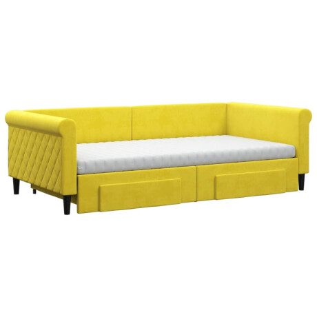 vidaXL Slaapbank met onderschuifbed en lades 100x200 cm fluweel geel afbeelding3 - 1