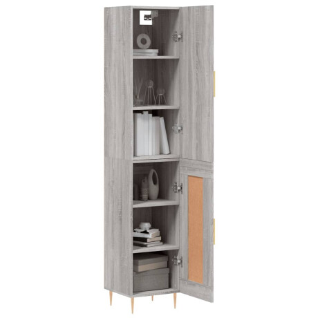vidaXL Hoge kast 34,5x34x180 cm bewerkt hout grijs sonoma eikenkleurig afbeelding3 - 1