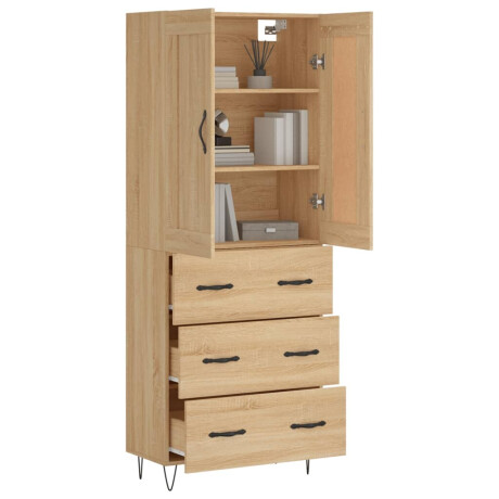 vidaXL Hoge kast 69,5x34x180 cm bewerkt hout sonoma eikenkleurig afbeelding3 - 1