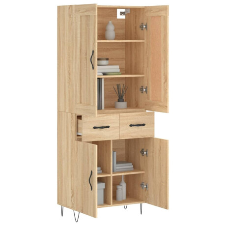 vidaXL Hoge kast 69,5x34x180 cm bewerkt hout sonoma eikenkleurig afbeelding3 - 1