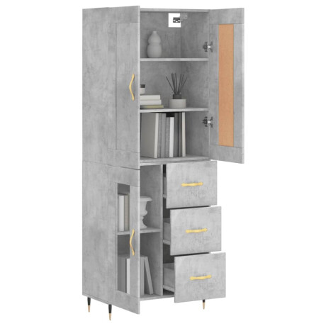 vidaXL Hoge kast 69,5x34x180 cm bewerkt hout betongrijs afbeelding3 - 1