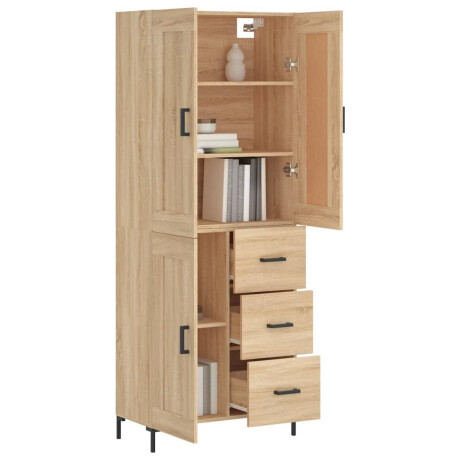 vidaXL Hoge kast 69,5x34x180 cm bewerkt hout sonoma eikenkleurig afbeelding3 - 1