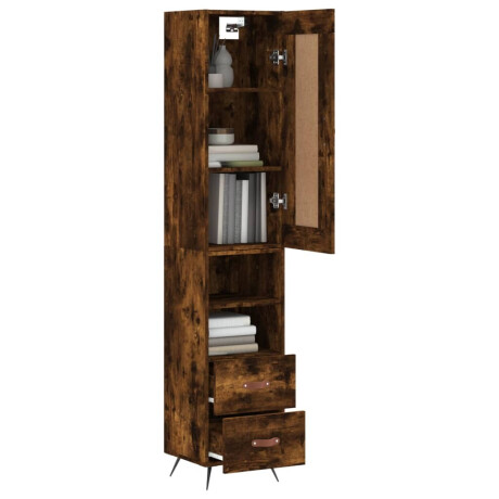 vidaXL Hoge kast 34,5x34x180 cm bewerkt hout gerookt eikenkleurig afbeelding3 - 1