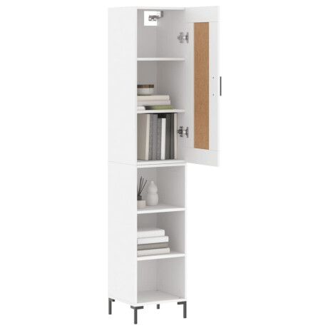 vidaXL Hoge kast 34,5x34x180 cm bewerkt hout wit afbeelding3 - 1