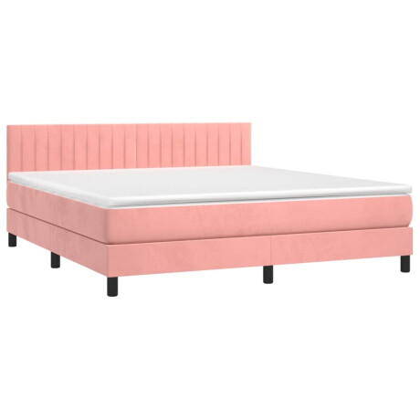 vidaXL Boxspring met matras fluweel roze 180x200 cm afbeelding3 - 1