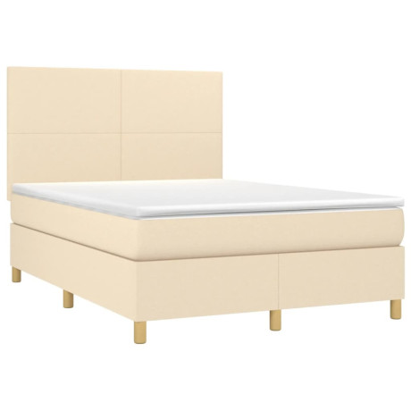 vidaXL Boxspring met matras stof crèmekleurig 140x190 cm afbeelding3 - 1