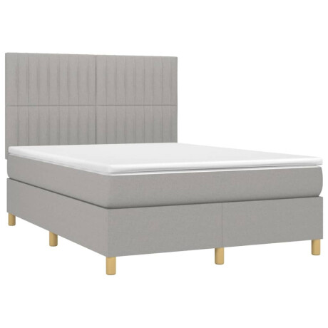 vidaXL Boxspring met matras stof lichtgrijs 140x190 cm afbeelding3 - 1