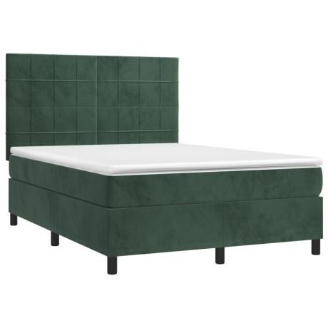 vidaXL Boxspring met matras fluweel donkergroen 140x200 cm afbeelding3 - 1