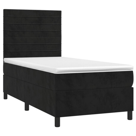 vidaXL Boxspring met matras fluweel zwart 100x200 cm afbeelding3 - 1