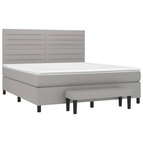 vidaXL Boxspring met matras stof lichtgrijs 180x200 cm afbeelding3 - 1