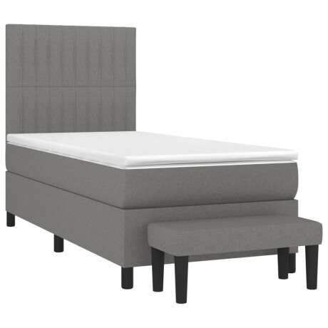 vidaXL Boxspring met matras stof donkergrijs 90x200 cm afbeelding3 - 1