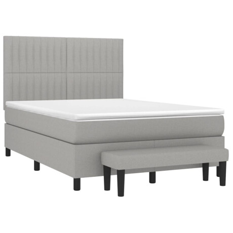 vidaXL Boxspring met matras stof lichtgrijs 140x190 cm afbeelding3 - 1