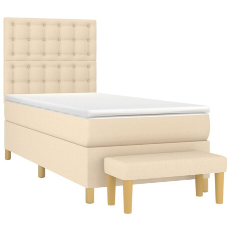 vidaXL Boxspring met matras stof crèmekleurig 90x200 cm afbeelding3 - 1