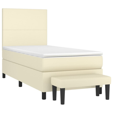 vidaXL Boxspring met matras kunstleer crèmekleurig 100x200 cm afbeelding3 - 1