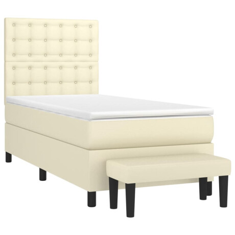 vidaXL Boxspring met matras kunstleer crèmekleurig 100x200 cm afbeelding3 - 1
